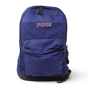 JanSport Unisex 90s Y2K Rubber Bottom Backpack Blue Classic Canvas School Bag